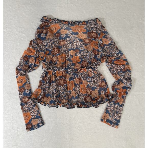 Full Tilt Tie Front Fly Away Boho Y2K Inspired 70’s Floral Print Cardigan Sz XS - Picture 2 of 8